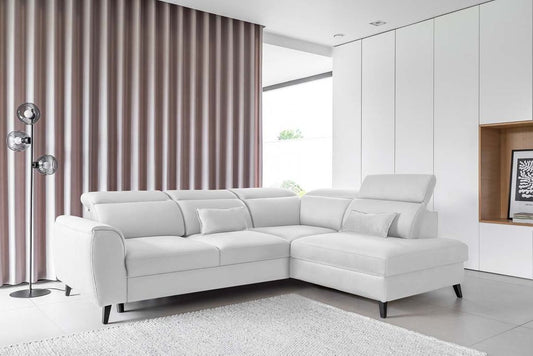 Noble Ecksofa 255 x 201 Weiß (Kunstleder)