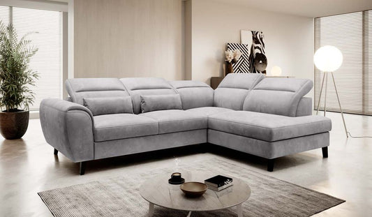 Noble Ecksofa 255 x 201 cm Hellgrau (Samt)