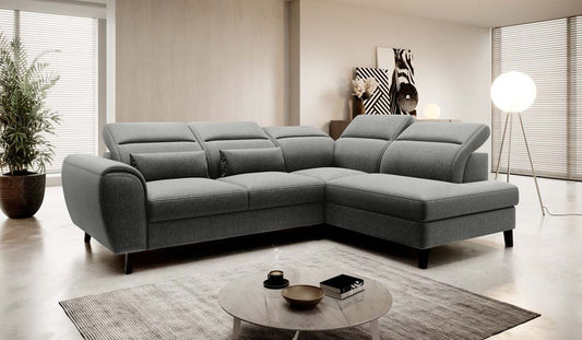 Noble Ecksofa 255 x 201 cm Grau (Webstoff - Flores)