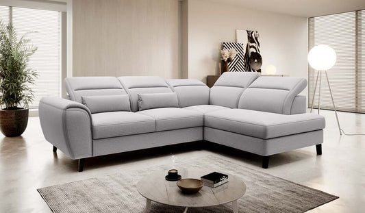 Noble Ecksofa 255 x 201 cm Hellgrau (Velour - Gojo)