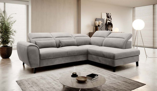 Noble Ecksofa 255 x 201 cm Taupe (Samt)