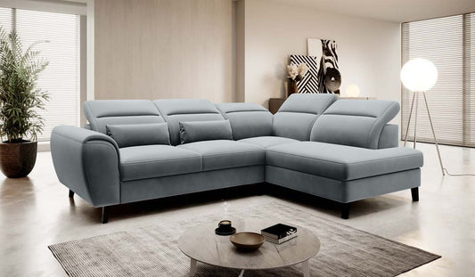 Noble Ecksofa 255 x 201 Grau (Samt - Matt)