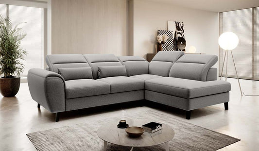 Noble Ecksofa 255 x 201 cm Grau (Velour - Gojo)