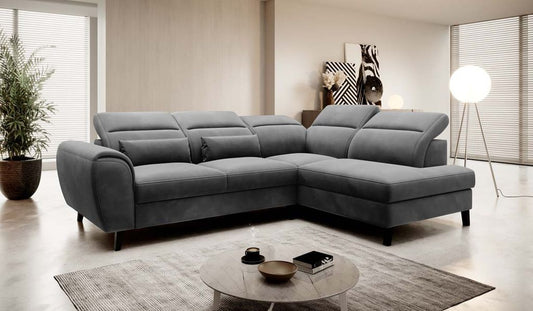 Noble Ecksofa 255 x 201 cm Dunkelgrau (Samt)