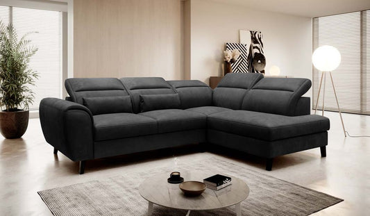 Noble Ecksofa 255 x 201 cm Anthrazit (Samt)