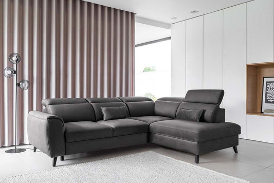 Noble Ecksofa 255 x 201 Dunkelgrau (Kunstleder)