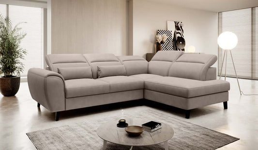 Noble Ecksofa 255 x 201 cm Beige (Velour)