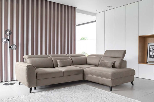 Noble Ecksofa 255 x 201 Beige (Kunstleder)