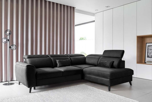 Noble Ecksofa 255 x 201 Schwarz (Kunstleder)