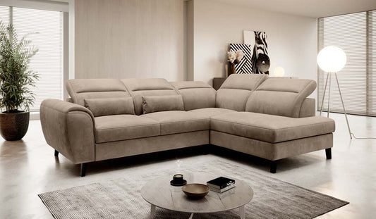 Noble Ecksofa 255 x 201 cm Hellbraun (Samt)