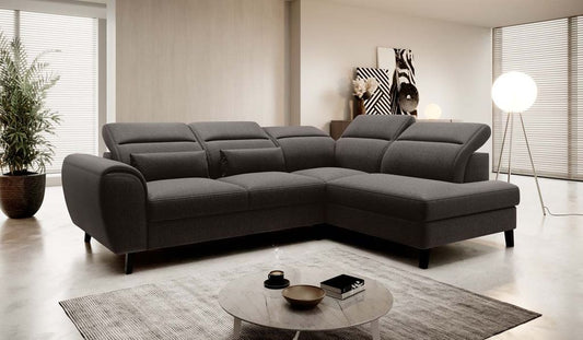 Noble Ecksofa 255 x 201 cm Dunkelbraun (Webstoff - Flores)