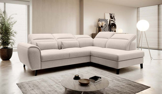 Noble Ecksofa 255 x 201 cm Creme (Webstoff)