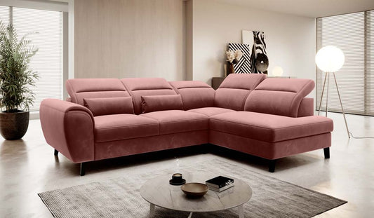 Noble Ecksofa 255 x 201 cm Rosa (Webstoff)