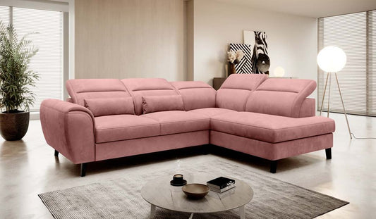 Noble Ecksofa 255 x 201 cm Rosa (Samt - Nube)