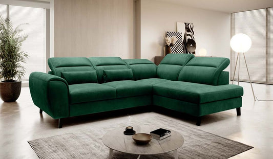 Noble Ecksofa 255 x 201 cm Grün (Samt)