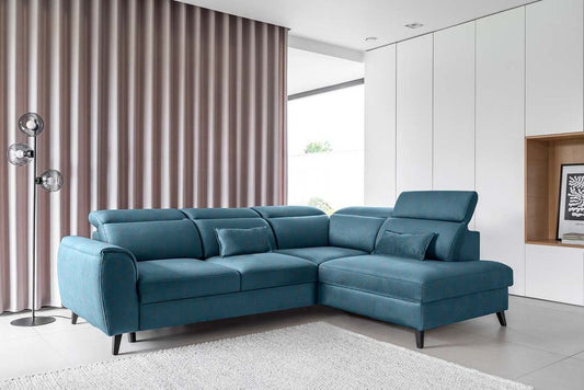 Noble Ecksofa 255 x 201 Blau (Kunstleder)