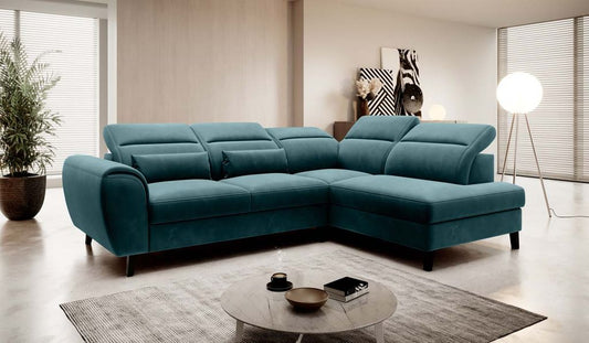 Noble Ecksofa 255 x 201 cm Hellblau (Webstoff)