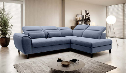 Noble Ecksofa 255 x 201 cm Blau (Velour - Gojo)