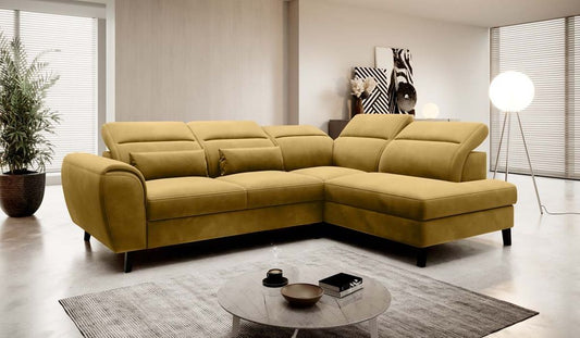 Noble Ecksofa 255 x 201 cm Gelb (Samt)