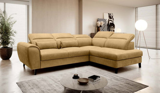 Noble Ecksofa 255 x 201 cm Gelb (Samt - Nube)