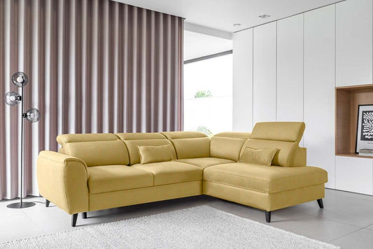 Noble Ecksofa 255 x 201 Gelb (Kunstleder)