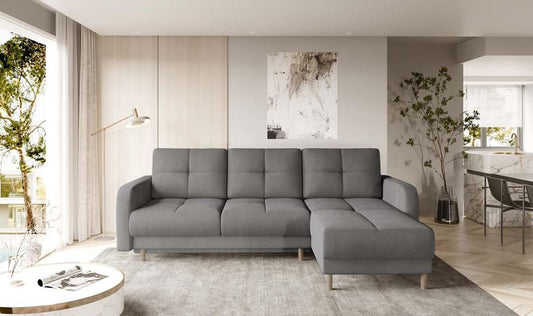 Roxi Ecksofa 240 x 165 cm Grau (Velour)