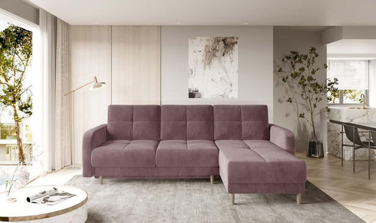 Roxi Ecksofa 240 x 165 cm Rosa (Samt - Matt)