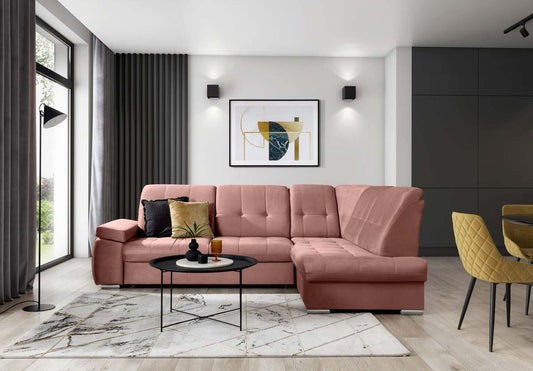 Sado Ecksofa 272 x 192 cm Rosa (Samt - Nube)