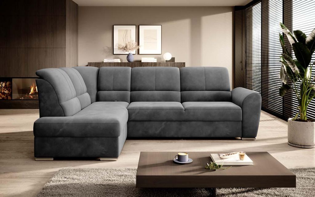 Siber Ecksofa 270 x 192 cm Dunkelgrau (Samt)