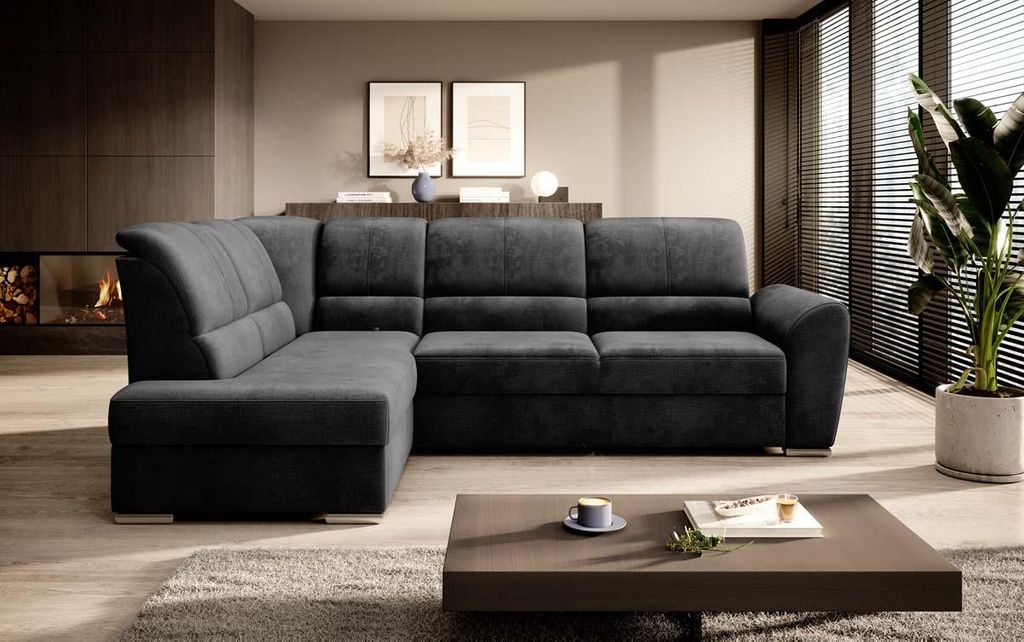 Siber Ecksofa 270 x 192 cm Dunkelgrau (Samt - Nube)