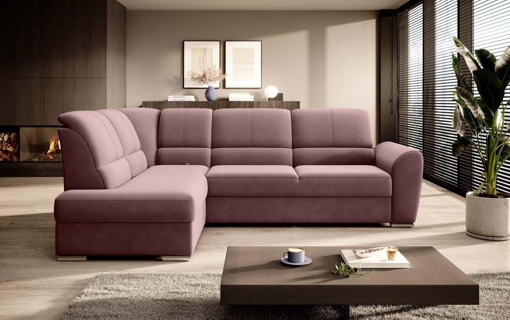 Siber Ecksofa 270 x 192 cm Rosa (Samt - Matt)