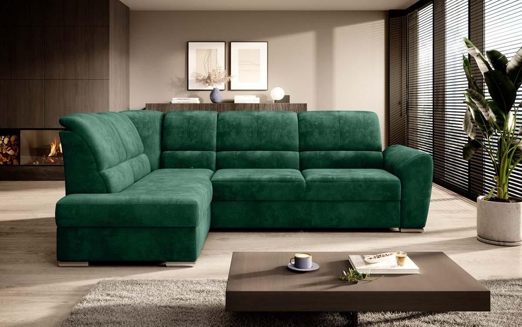 Siber Ecksofa 270 x 192 cm Grün (Samt - Nube)