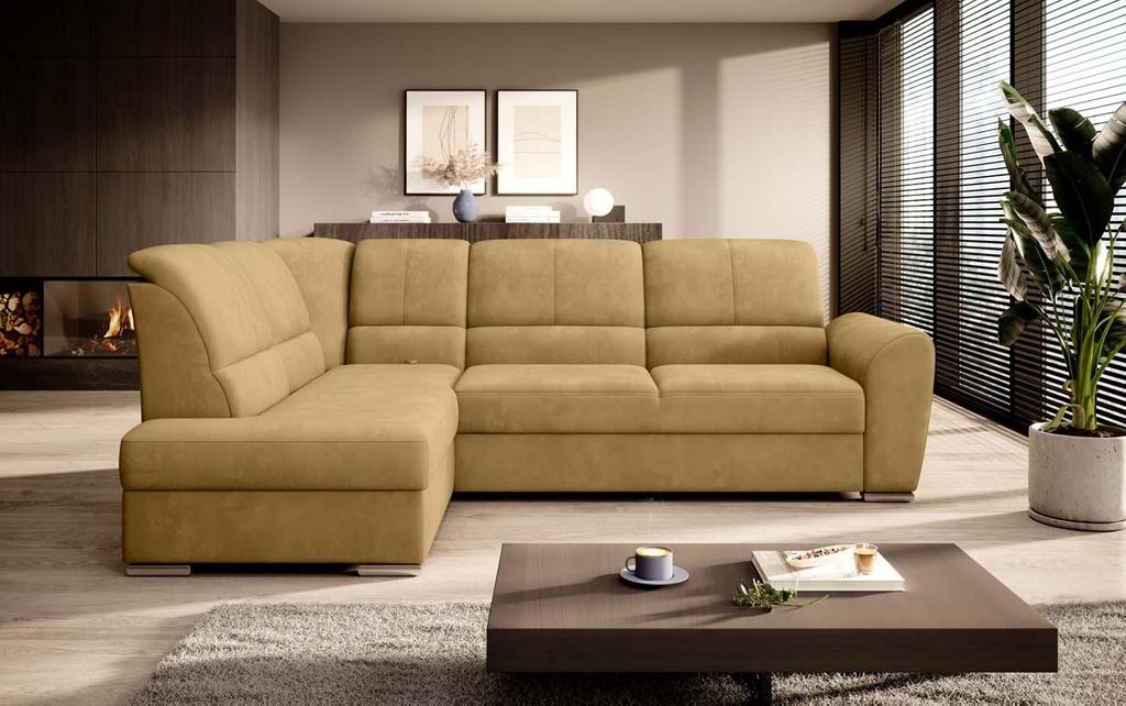 Siber Ecksofa 270 x 192 cm Gelb (Samt - Nube)