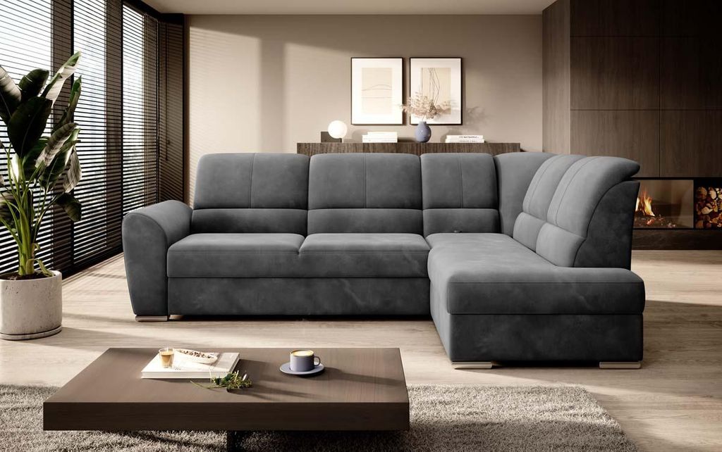 Siber Ecksofa 270 x 192 cm Dunkelgrau (Samt)