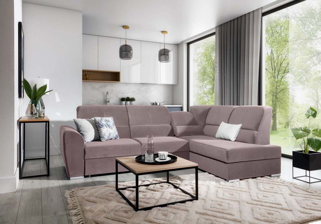 Siber Ecksofa 270 x 192 cm Rosa (Samt)