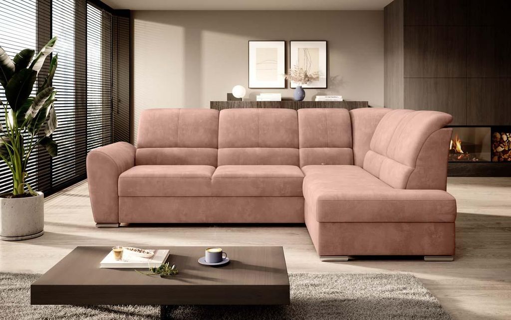 Siber Ecksofa 270 x 192 cm Rosa (Samt - Nube)