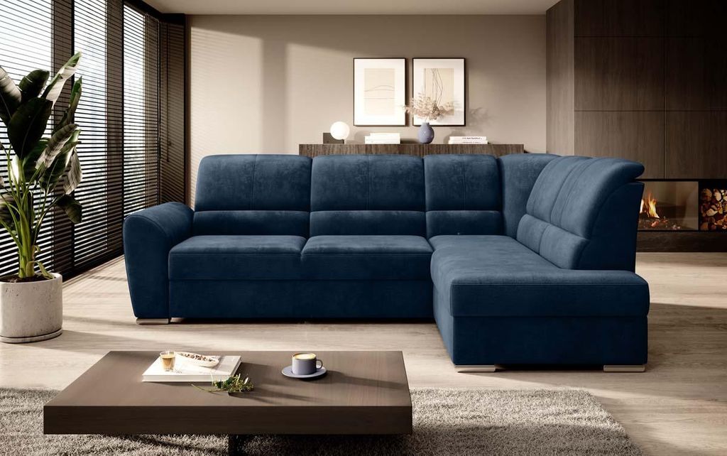 Siber Ecksofa 270 x 192 cm Blau (Samt - Nube)