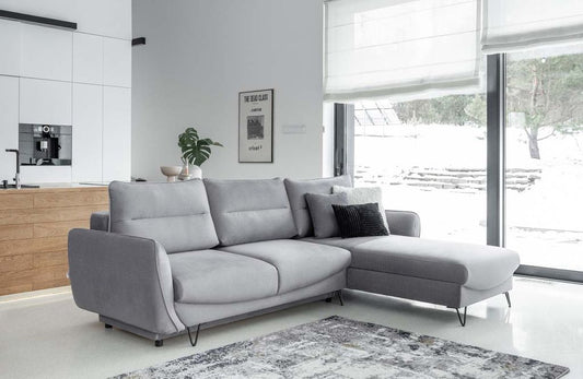 Silva Ecksofa 276 x 201 cm Hellgrau (Samt - Nube)