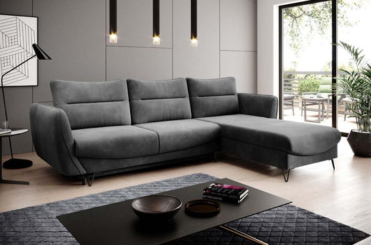 Silva Ecksofa 276 x 201 cm Dunkelgrau (Samt)