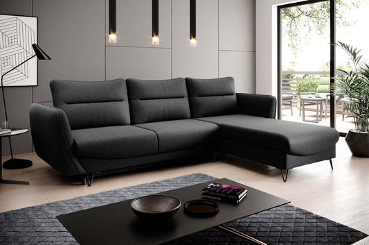 Silva Ecksofa 276 x 201 cm Schwarz (Webstoff - Flores)