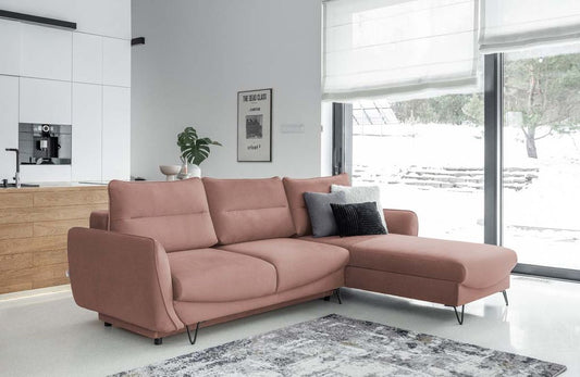 Silva Ecksofa 276 x 201 cm Rosa (Samt - Nube)