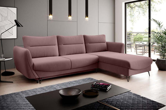 Silva Ecksofa 276 x 201 cm Rosa (Samt - Matt)