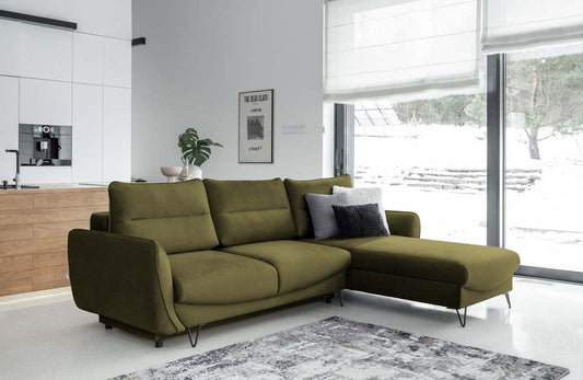 Silva Ecksofa 276 x 201 cm Olivgrün (Samt - Nube)