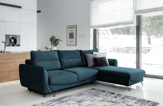 Silva Ecksofa 276 x 201 cm Blau (Samt - Nube)