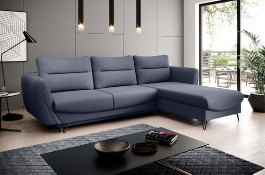 Silva Ecksofa 276 x 201 cm Blau (Velour)