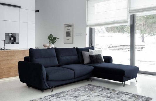 Silva Ecksofa 276 x 201 cm Dunkelblau (Samt)