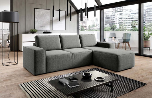 Silla Ecksofa 302 x 204 cm Grau (Webstoff - Flores)