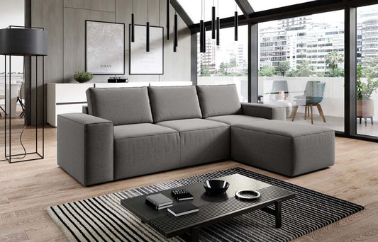 Silla Ecksofa 302 x 204 cm Grau (Velour - Gojo)