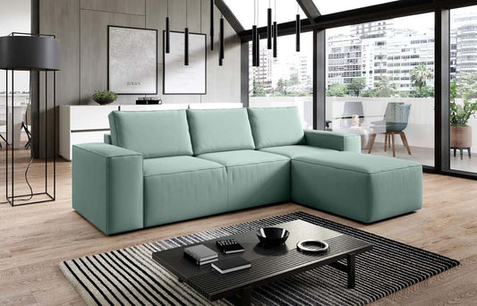 Silla Ecksofa 302 x 204 cm Minzgrün (Velour)