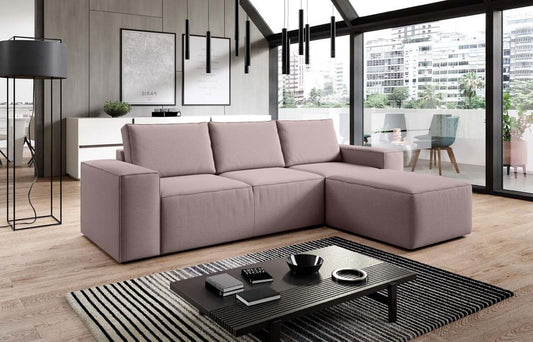 Silla Ecksofa 302 x 204 cm Rosa (Velour - Gojo)